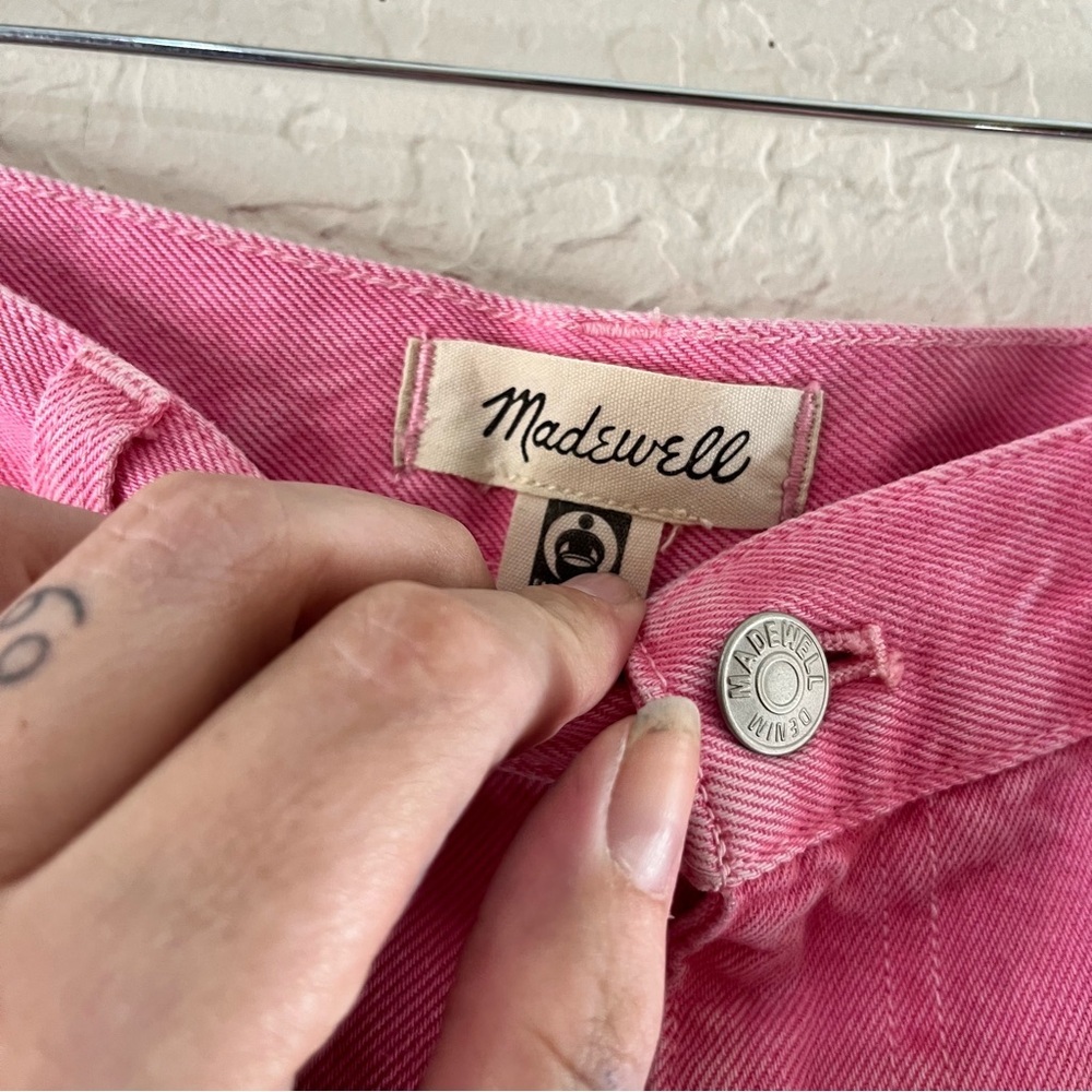 Madewell Baggy Straight Jeans: Garment Dyed Edition in Retro Pink - Picture 9 of 14
